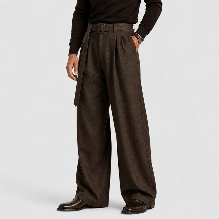 Men's Pleated Straight Leg Dress Pants