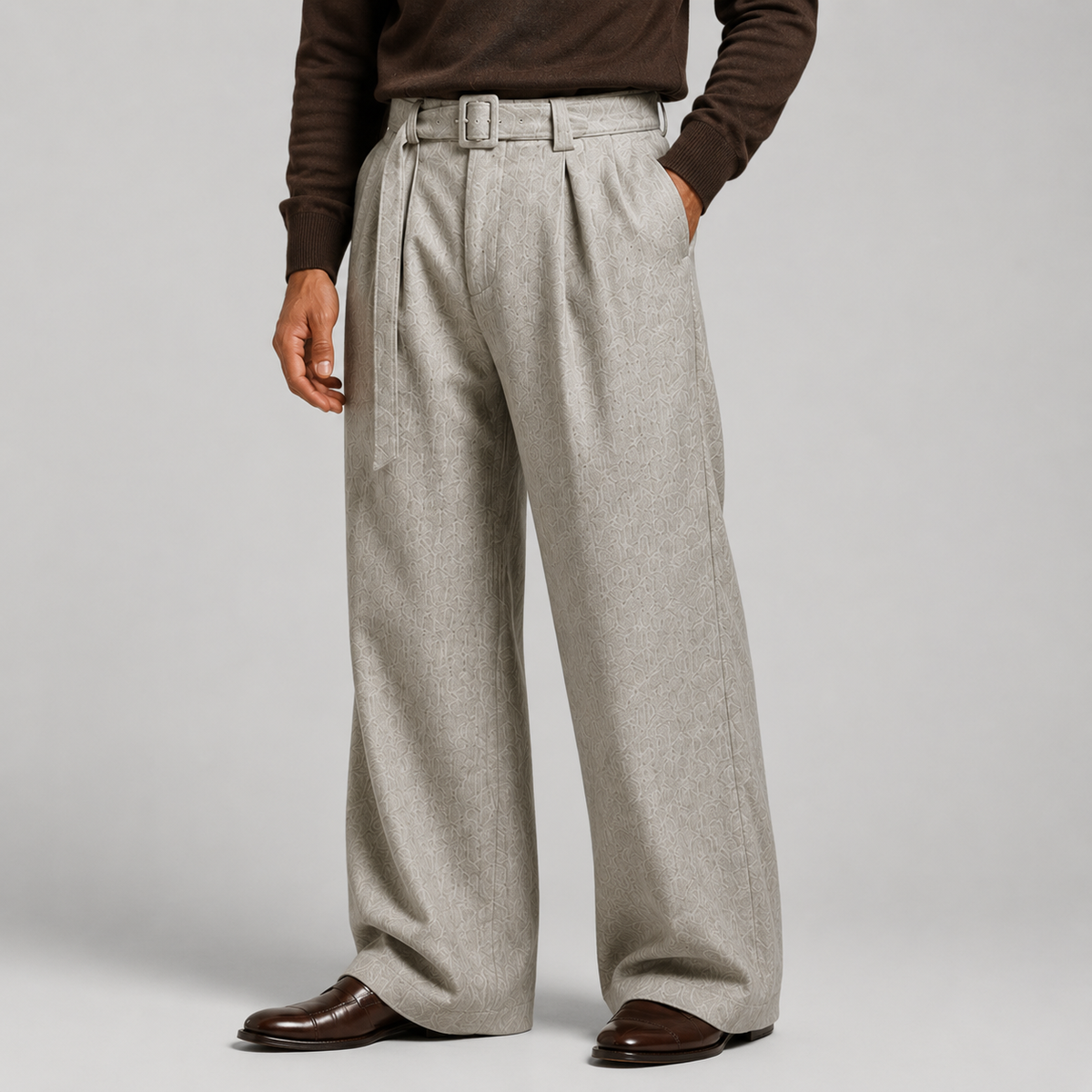 Men's Pleated Straight Leg Dress Pants