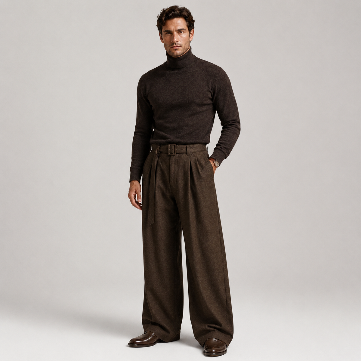 Men's Pleated Straight Leg Dress Pants