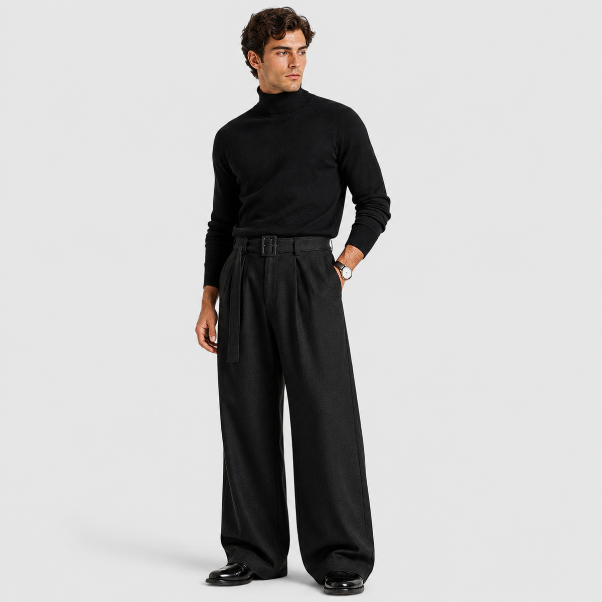 Men's Pleated Straight Leg Dress Pants