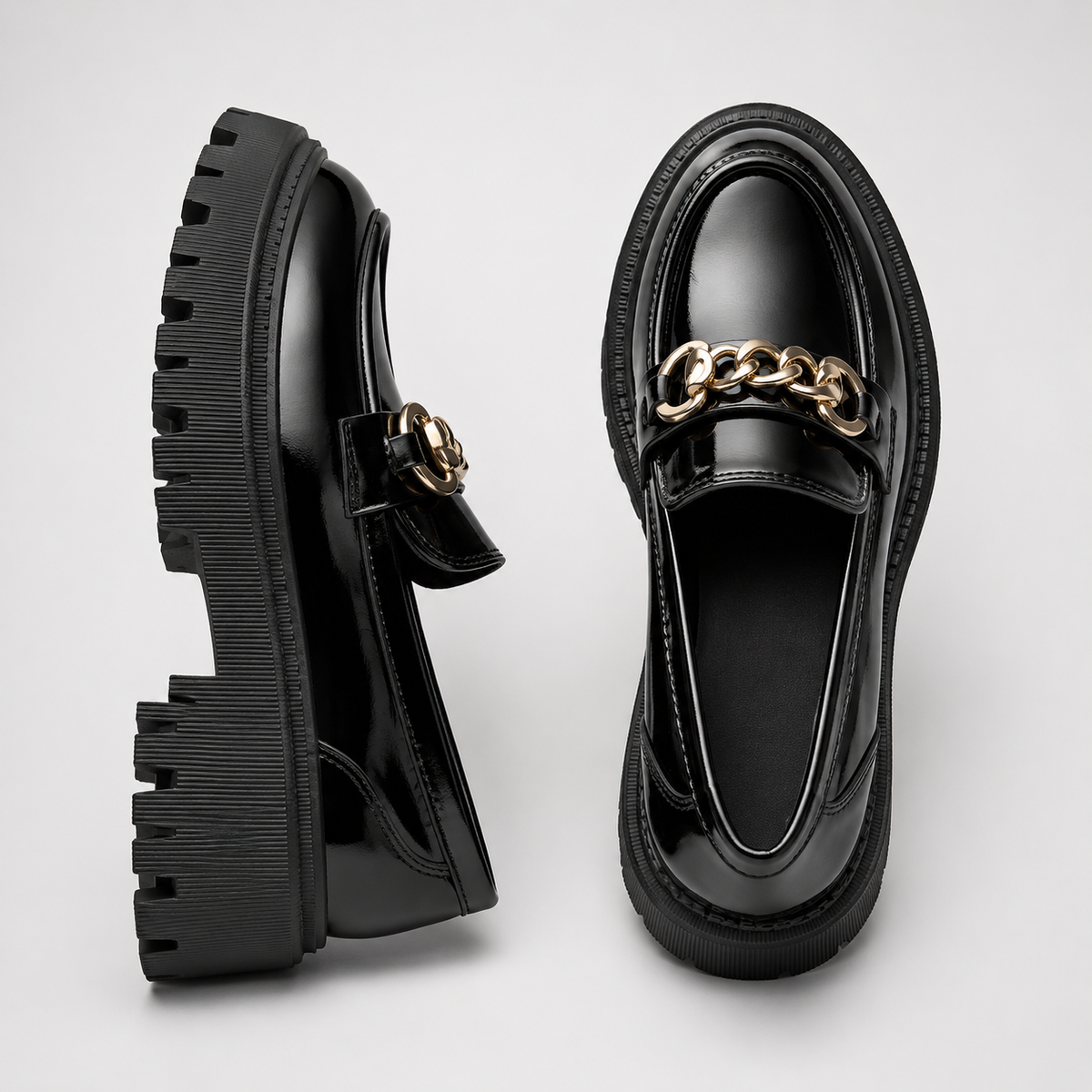 Women's Platform Loafers with Block Heel
