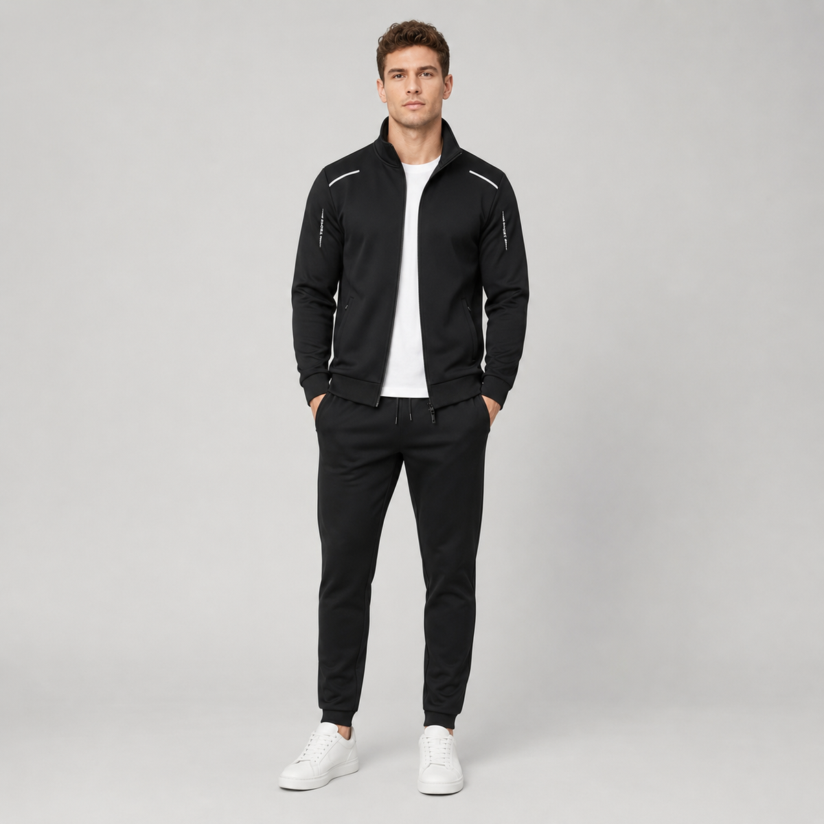 Men's Tracksuit Set Zip Up Stand Collar