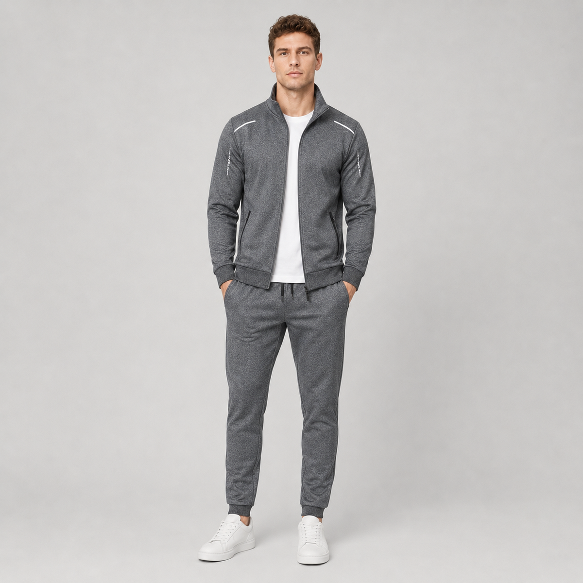 Men's Tracksuit Set Zip Up Stand Collar