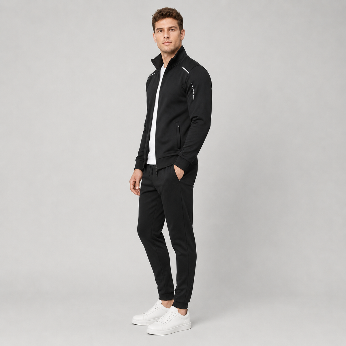 Men's Tracksuit Set Zip Up Stand Collar