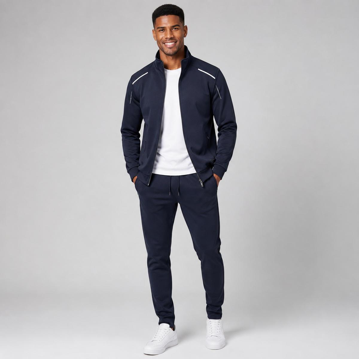 Men's Tracksuit Set Zip Up Stand Collar