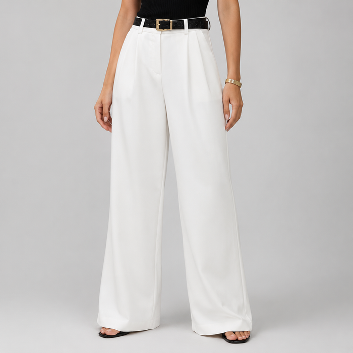 Women's Tailored Wide Leg Pants with High Rise Waist