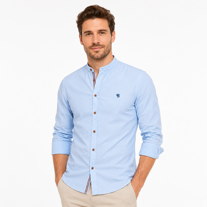 Men's Collarless Long-Sleeve Shirt