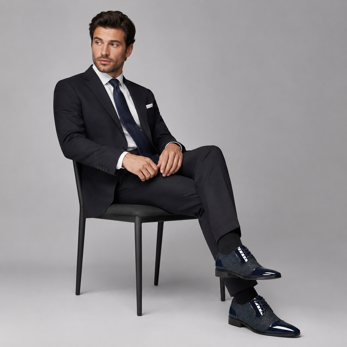 Men's Patent Cap Toe Oxford Shoes