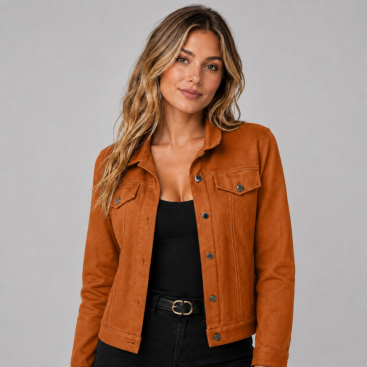 Women's Suede-Look Trucker Jacket