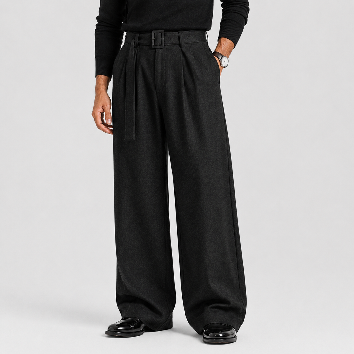 Men's Pleated Straight Leg Dress Pants