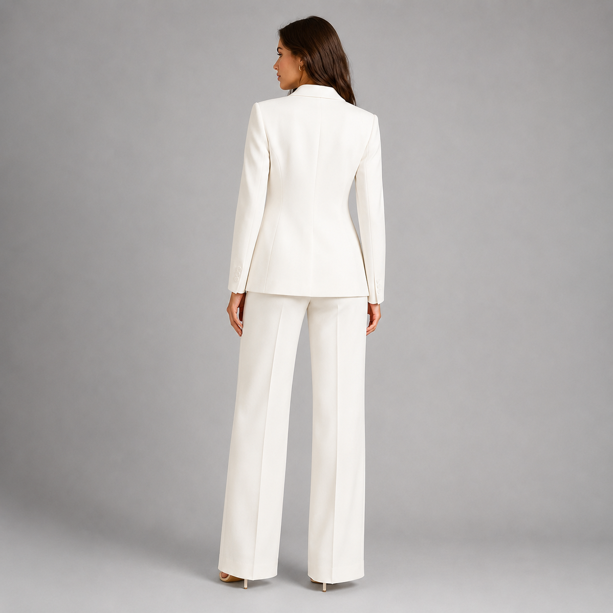 Women's Tailored Blazer and Wide-Leg Trouser Suit Set