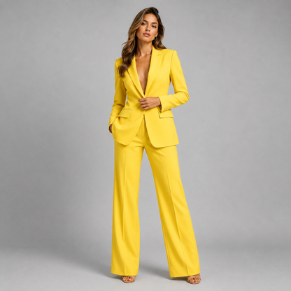 Women's Tailored Blazer and Wide-Leg Trouser Suit Set