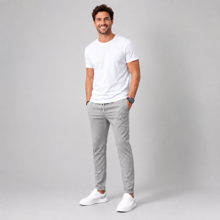 Men's Slim Fit Drawstring Pants with Tapered Leg