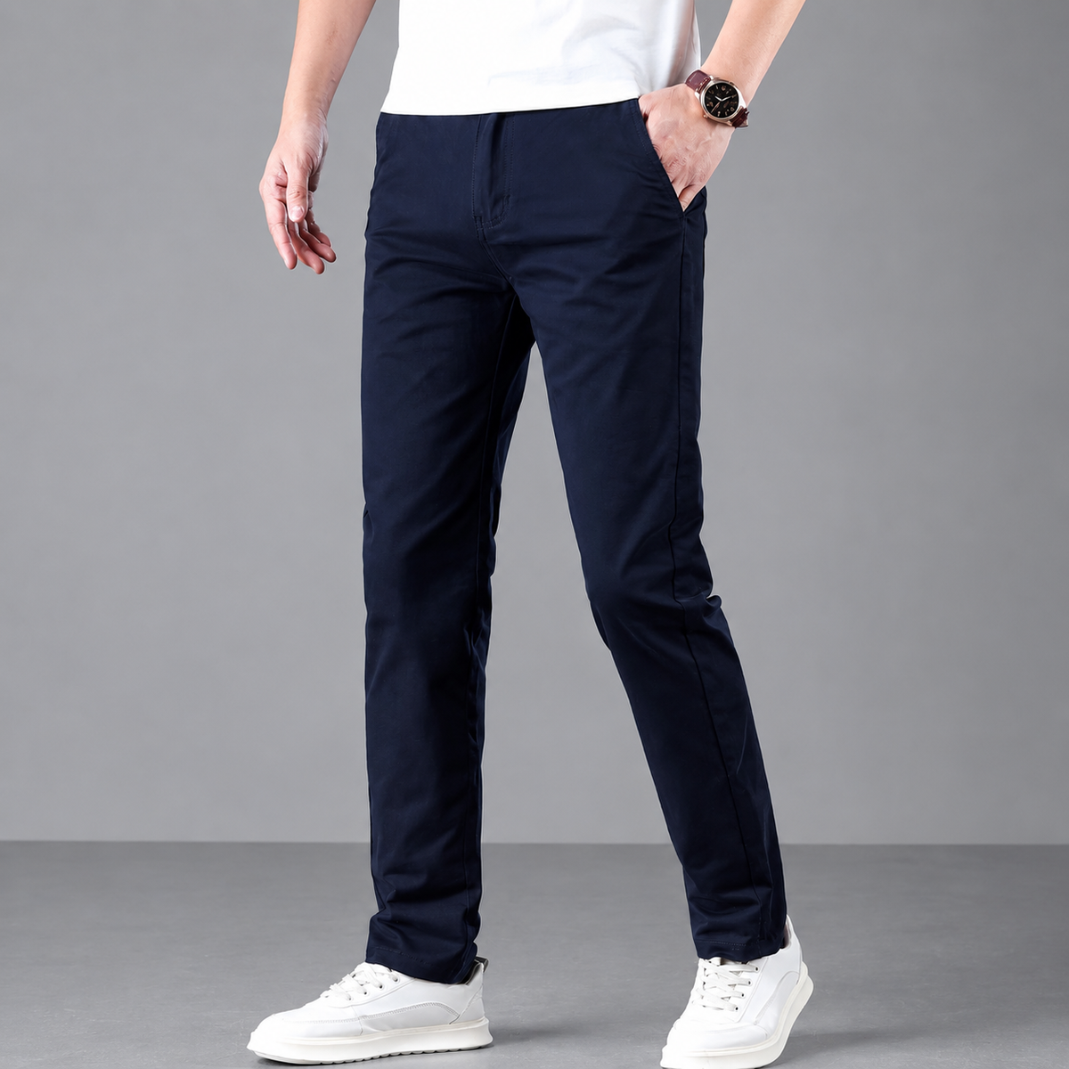 Men's Slim Fit Work Pants with Straight Leg