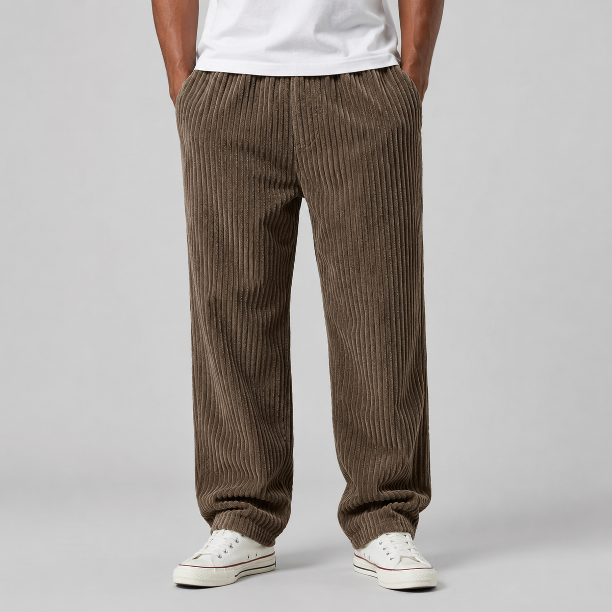 Men's Corduroy Pants with Drawstring Waist