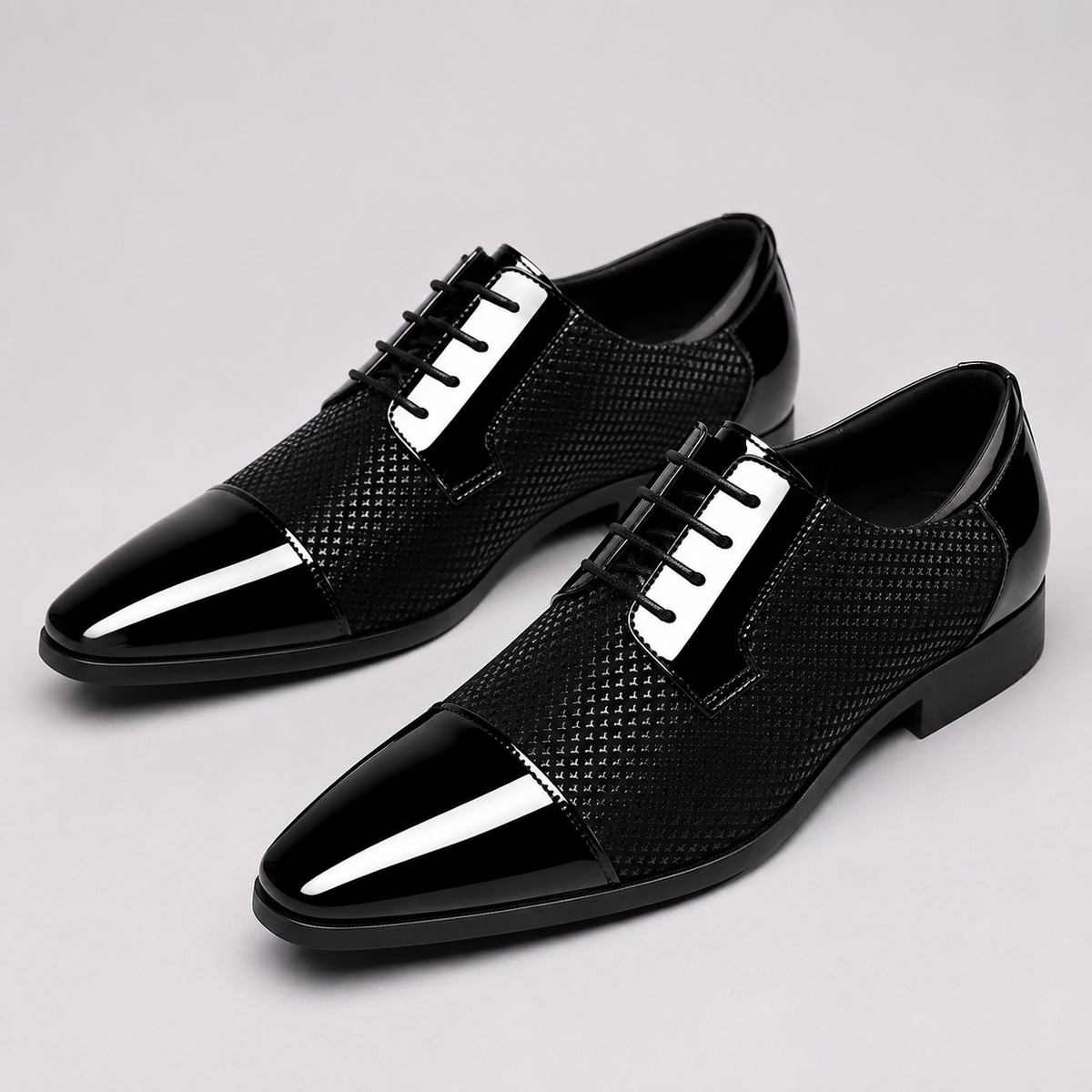 Men's Patent Cap Toe Oxford Shoes