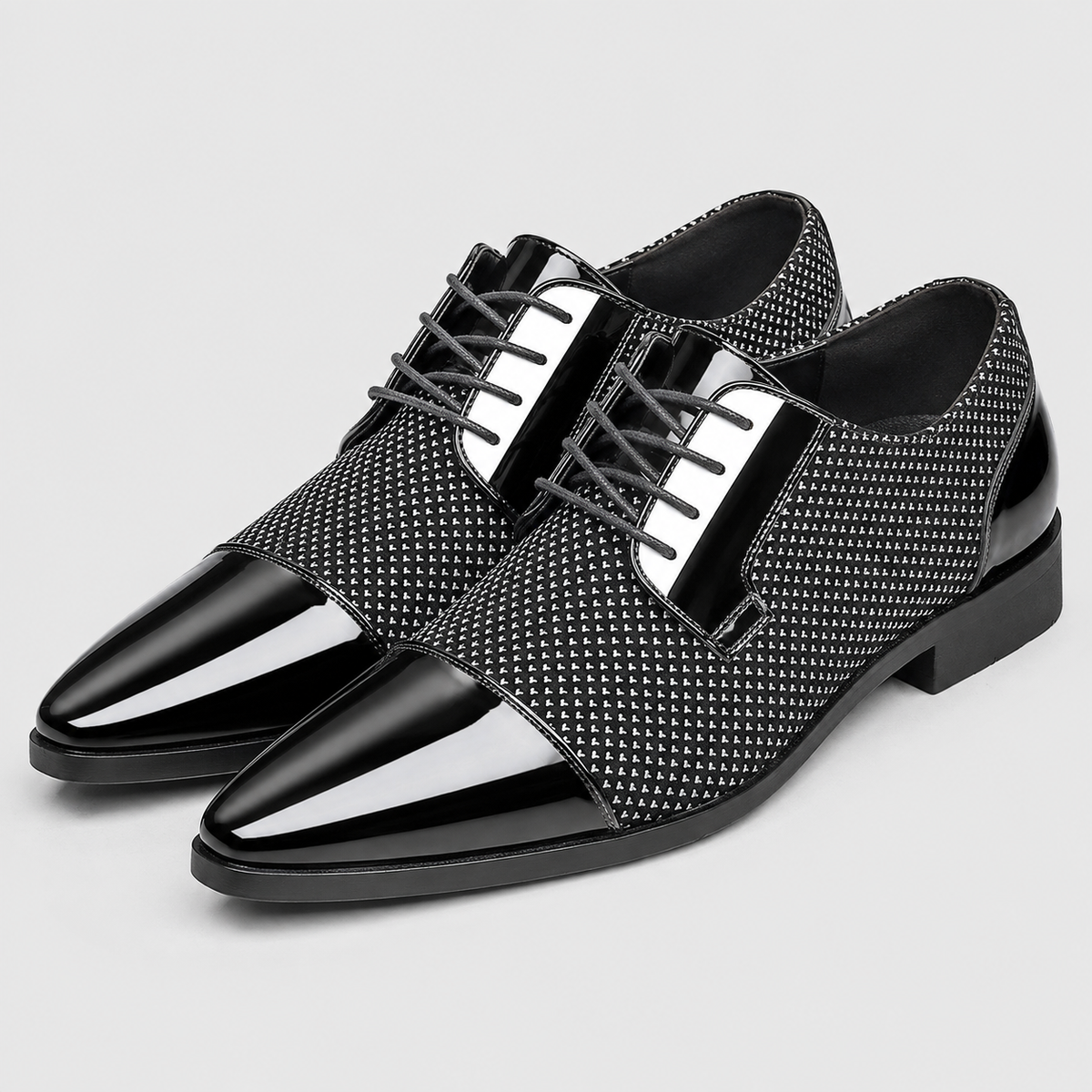 Men's Patent Cap Toe Oxford Shoes