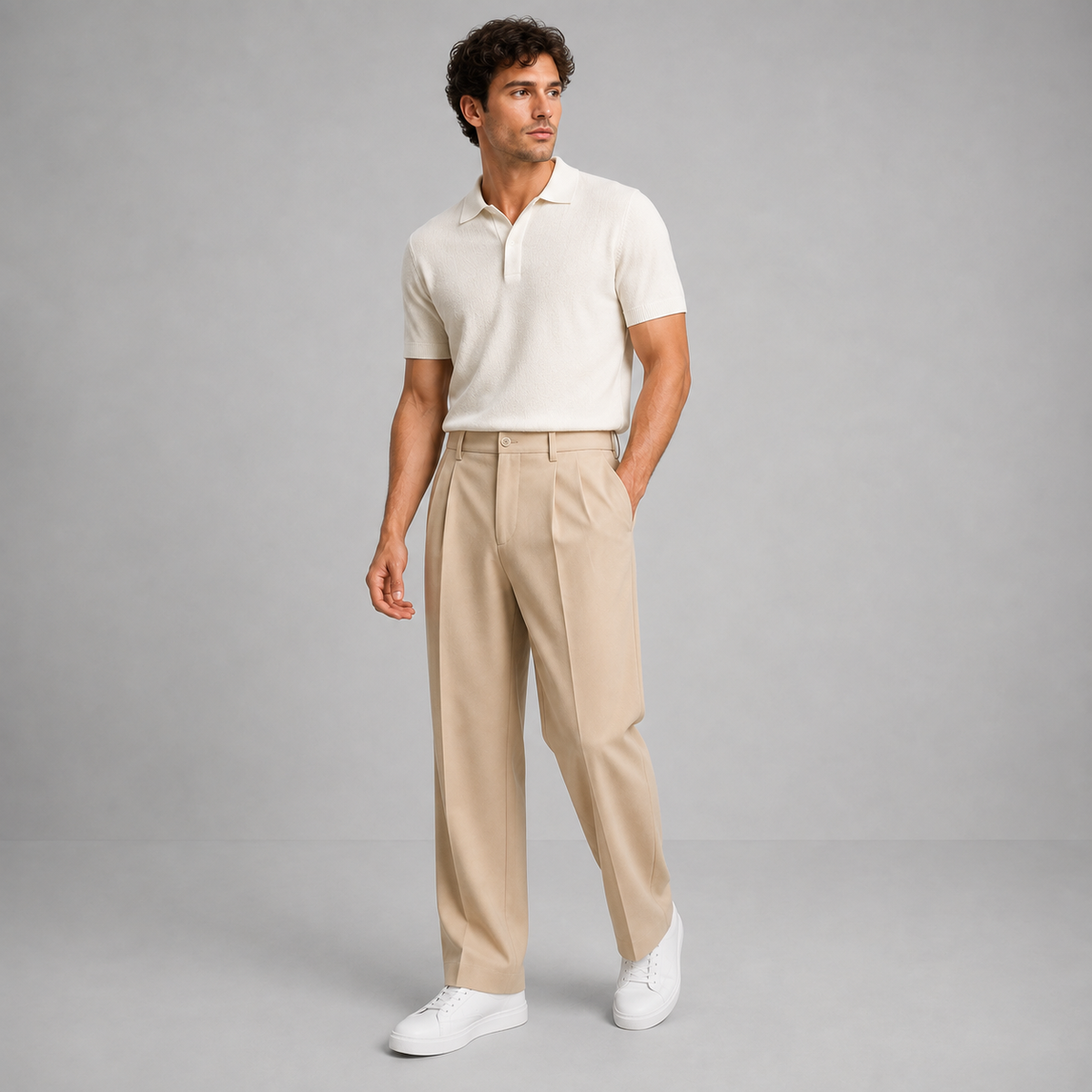Men's Tailored Straight Leg Pants with Front Pleat