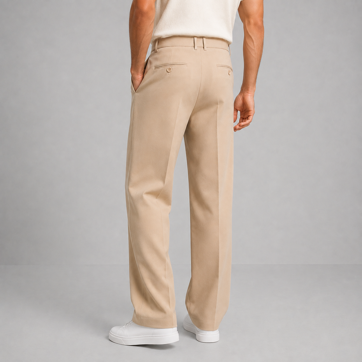 Men's Tailored Straight Leg Pants with Front Pleat