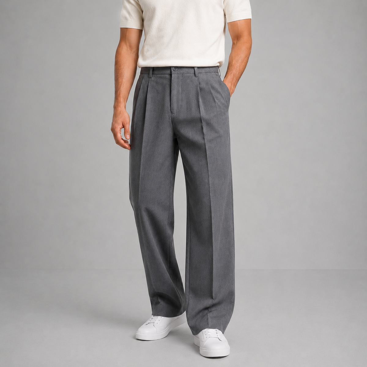 Men's Tailored Straight Leg Pants with Front Pleat