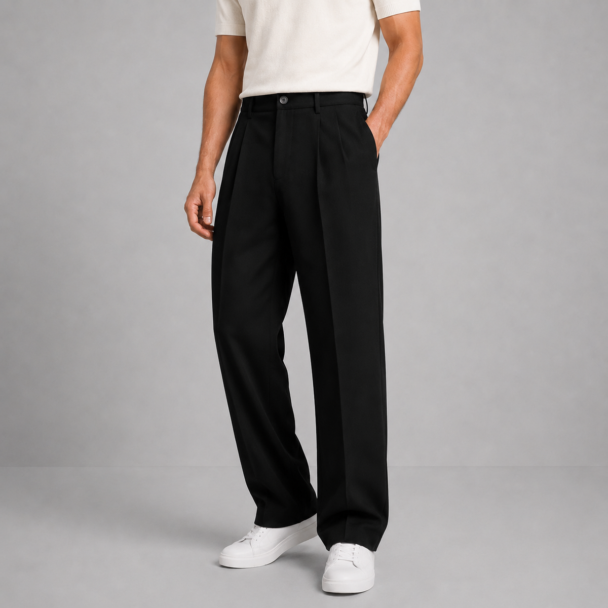Men's Tailored Straight Leg Pants with Front Pleat