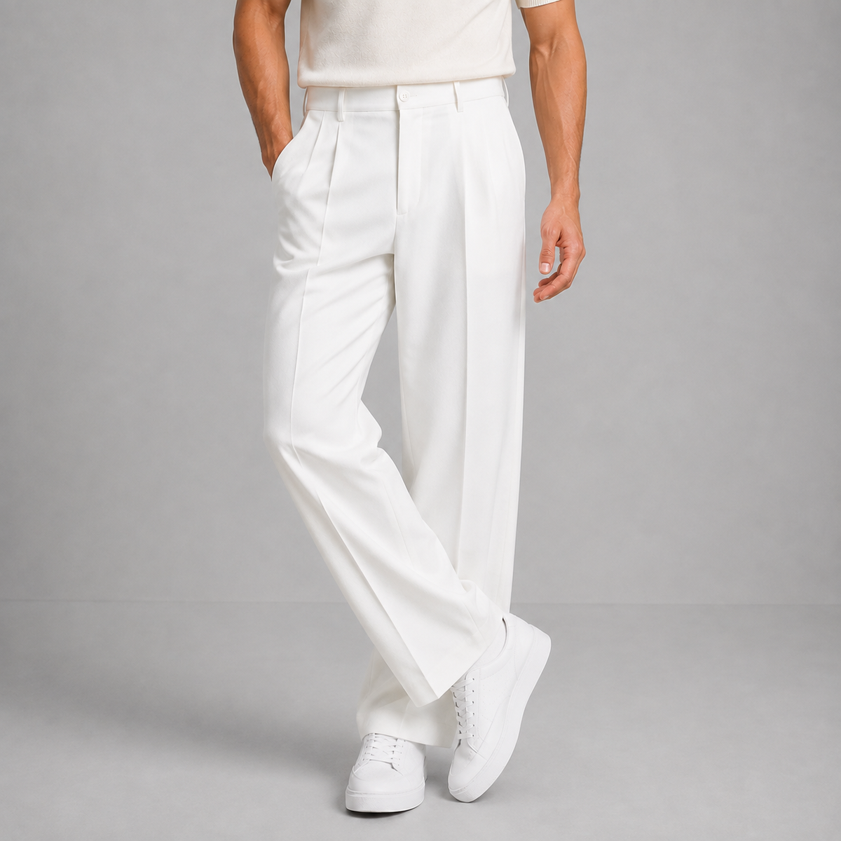 Men's Tailored Straight Leg Pants with Front Pleat