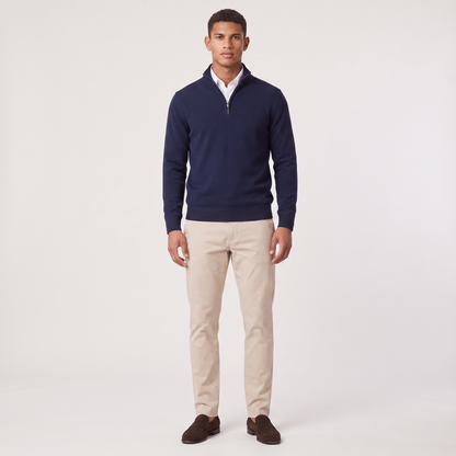 Men's Quarter-Zip Knitted Sweater with Stand Collar