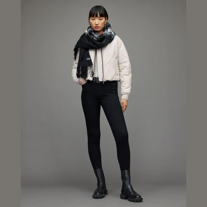 Light Grey Quilted Bomber Jacket