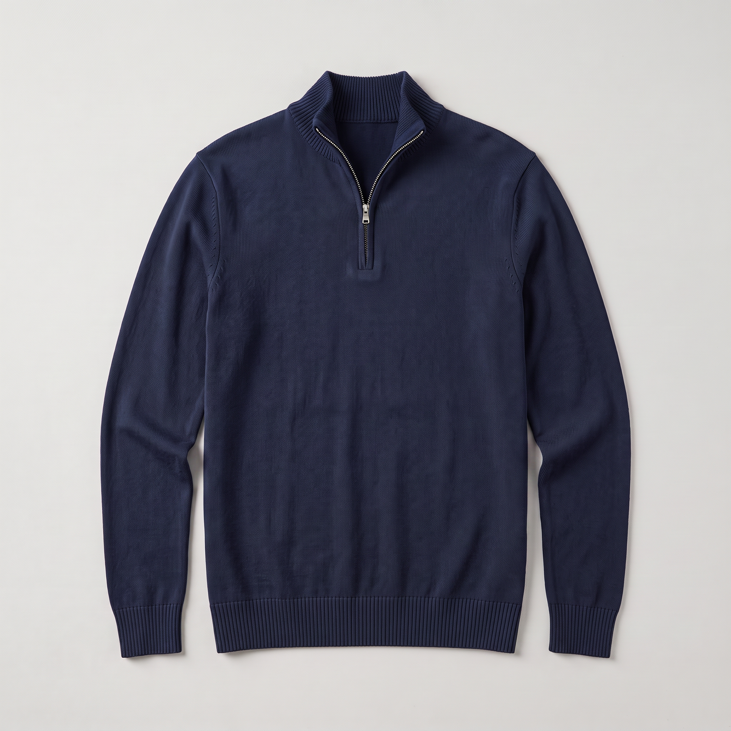 Men's Quarter-Zip Knitted Sweater with Stand Collar