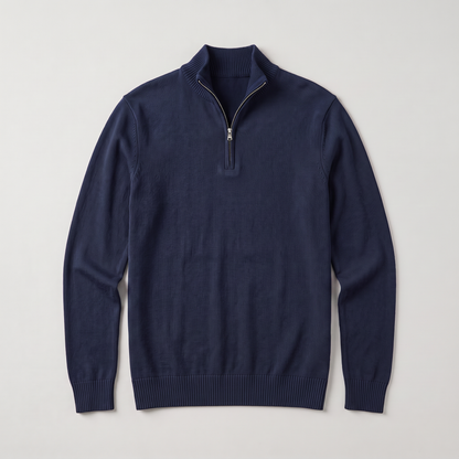 Men's Quarter-Zip Knitted Sweater with Stand Collar