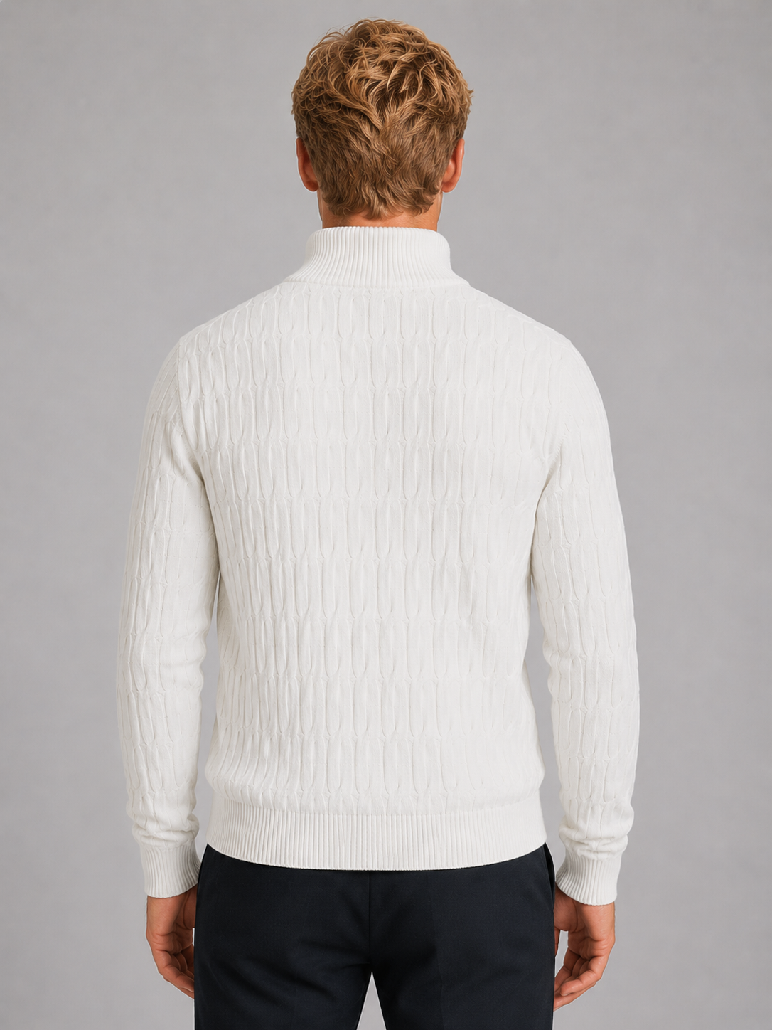 Men's Quarter Zip Sweater with Textured Funnel Neck