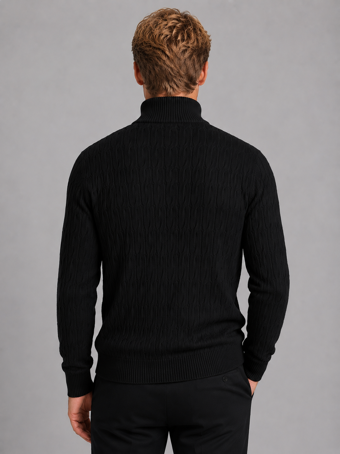 Men's Quarter Zip Sweater with Textured Funnel Neck
