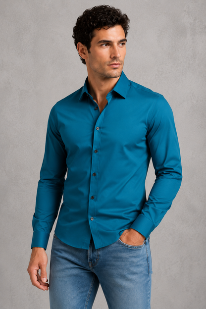 Men's Wrinkle-Free Formal Shirt with Point Collar