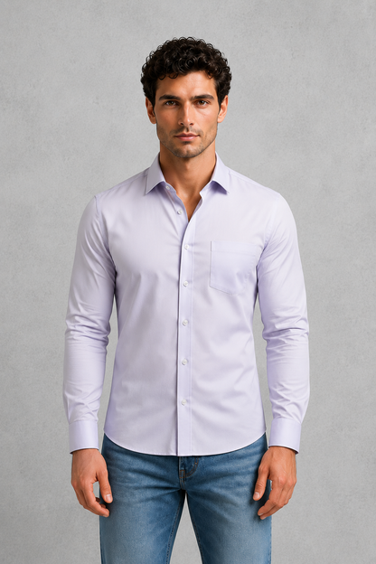 Men's Wrinkle-Free Formal Shirt with Point Collar