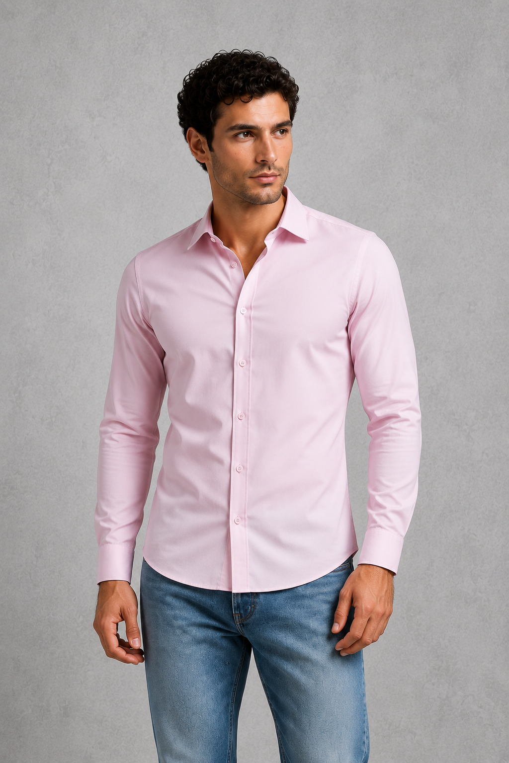 Men's Wrinkle-Free Formal Shirt with Point Collar