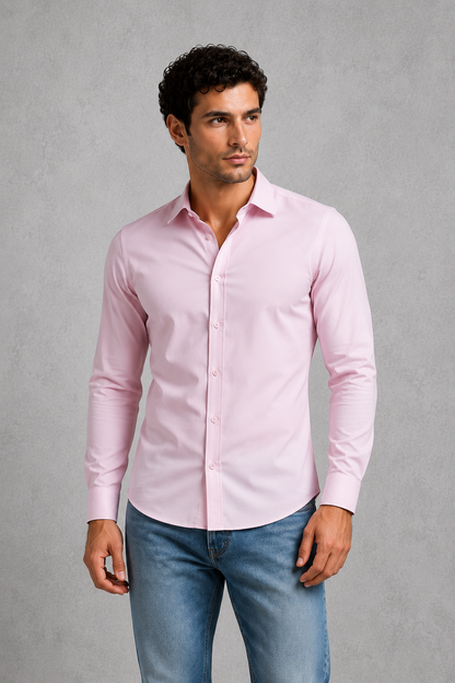 Men's Wrinkle-Free Formal Shirt with Point Collar