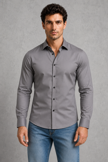 Men's Wrinkle-Free Formal Shirt with Point Collar