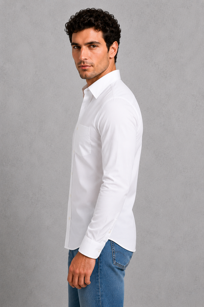 Men's Wrinkle-Free Formal Shirt with Point Collar
