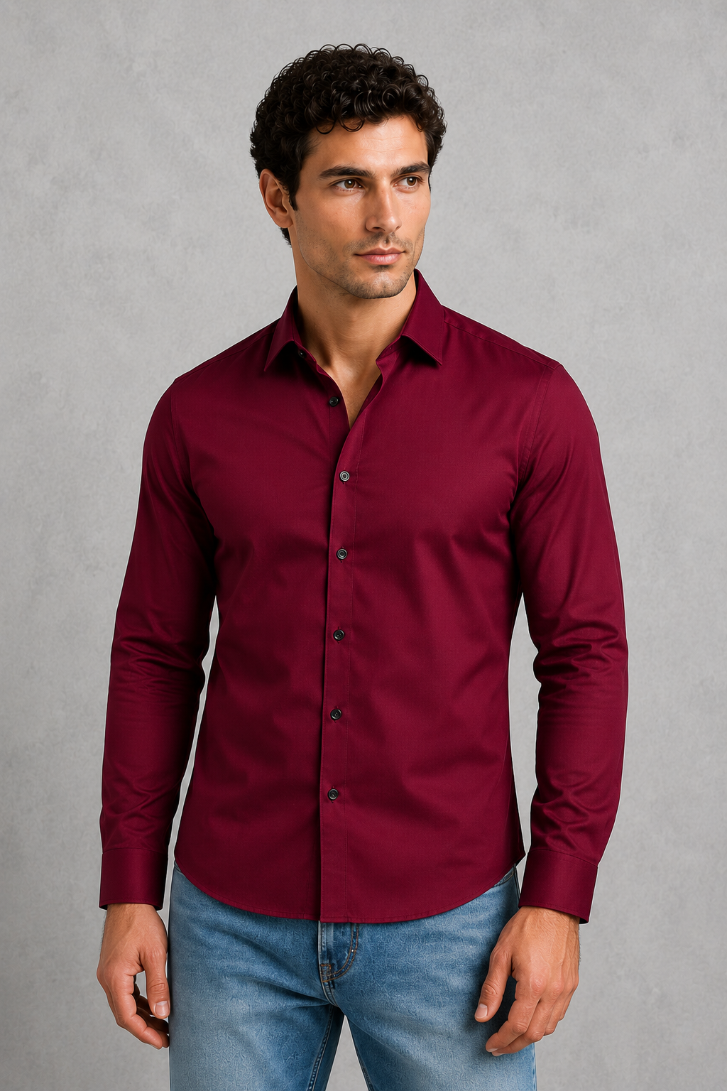 Men's Wrinkle-Free Formal Shirt with Point Collar