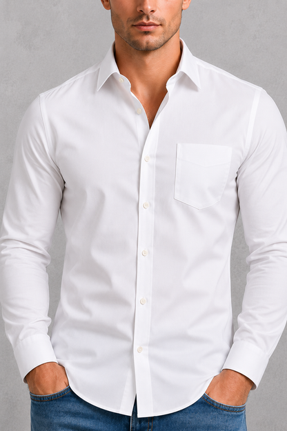 Men's Wrinkle-Free Formal Shirt with Point Collar