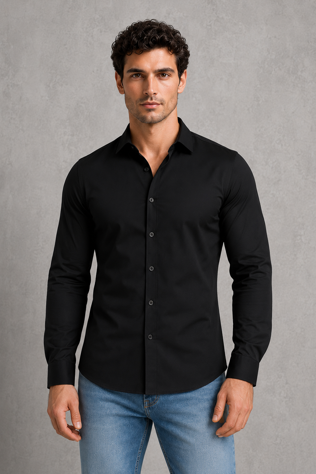 Men's Wrinkle-Free Formal Shirt with Point Collar