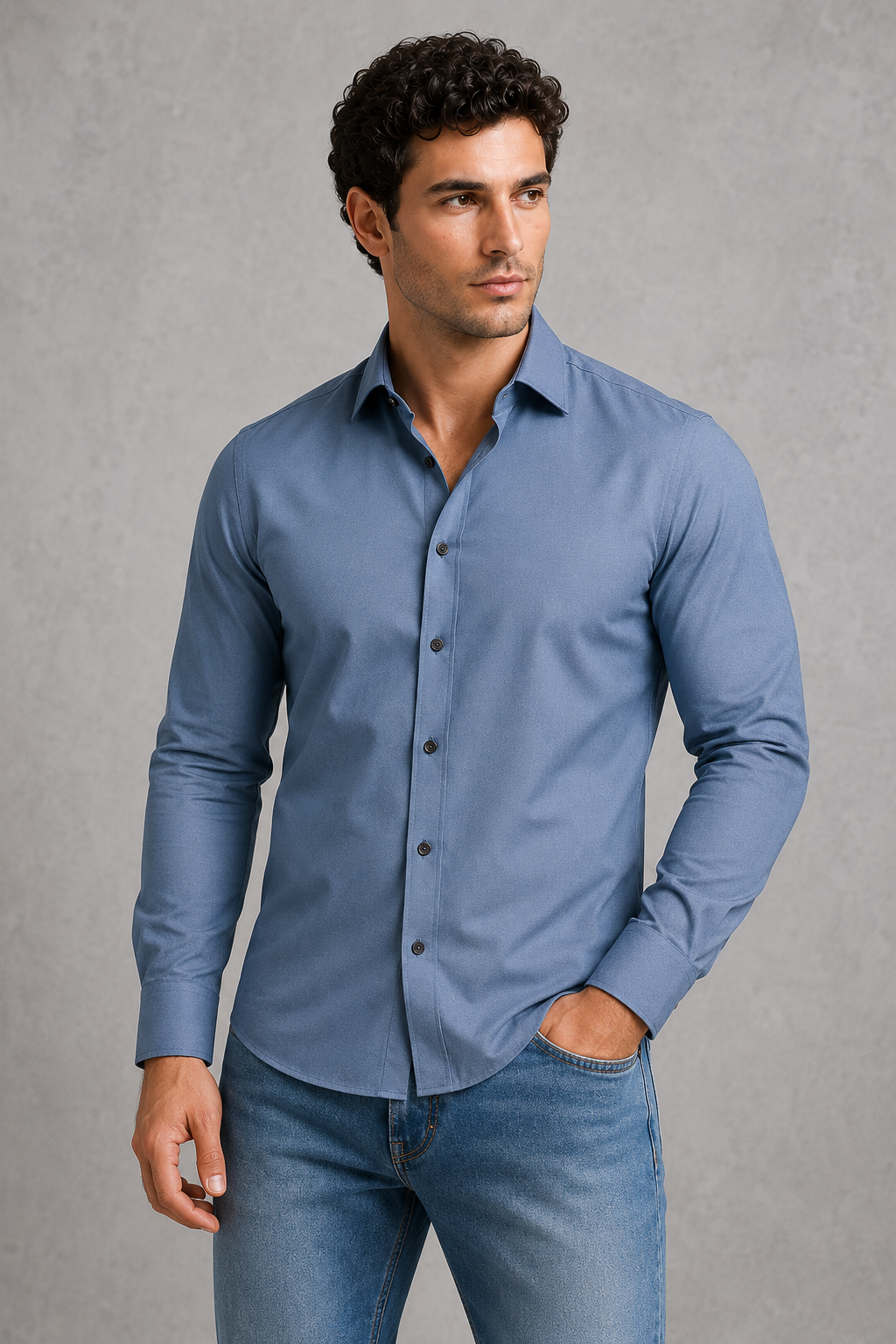 Men's Wrinkle-Free Formal Shirt with Point Collar