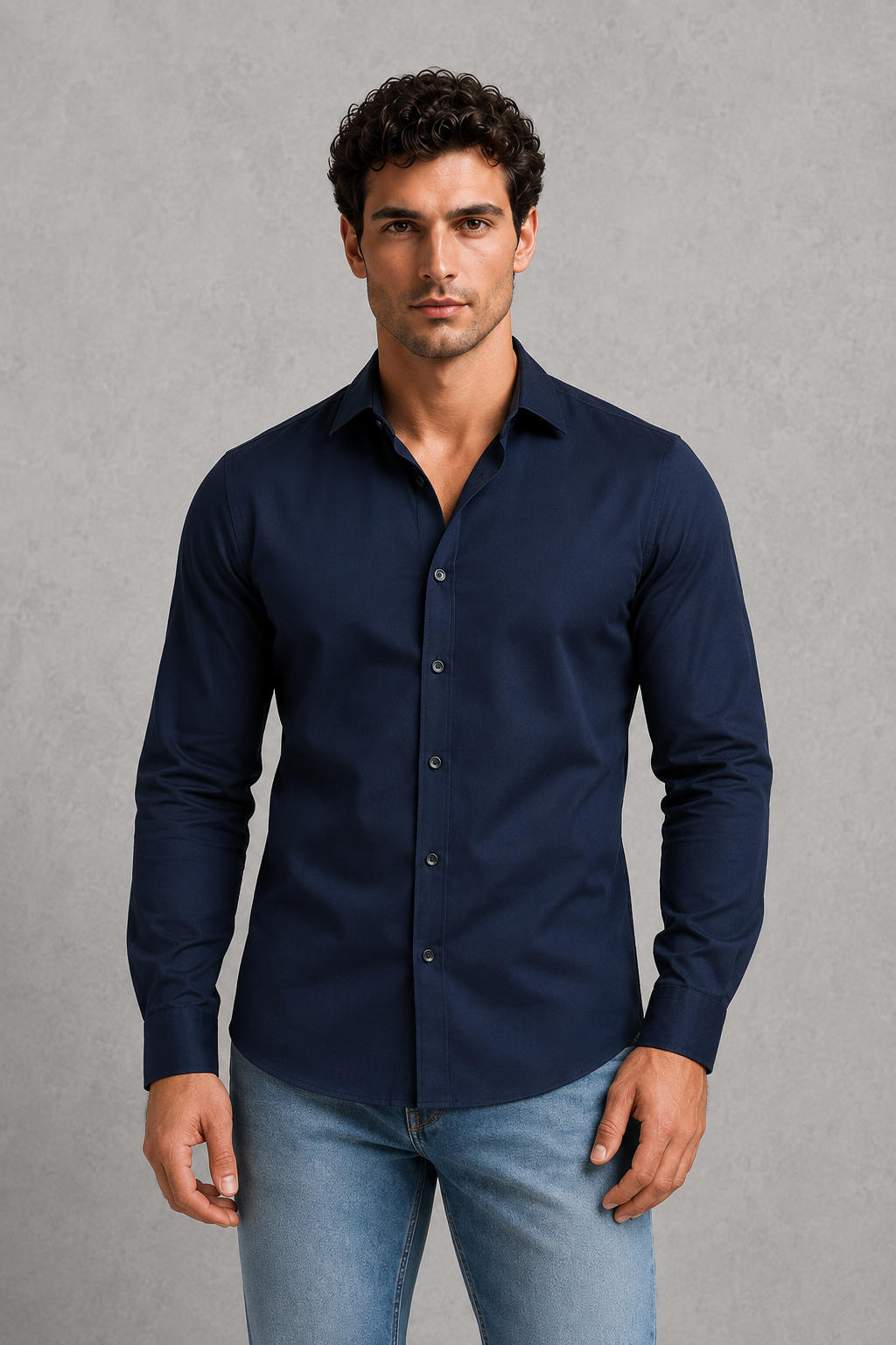 Men's Wrinkle-Free Formal Shirt with Point Collar