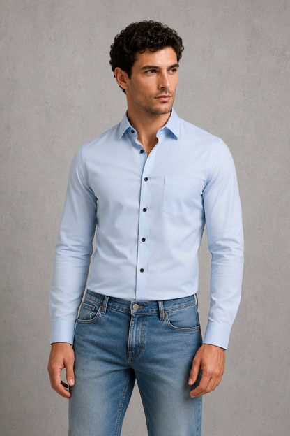 Men's Wrinkle-Free Formal Shirt with Point Collar