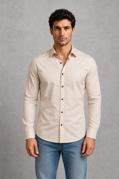 Men's Wrinkle-Free Formal Shirt with Point Collar