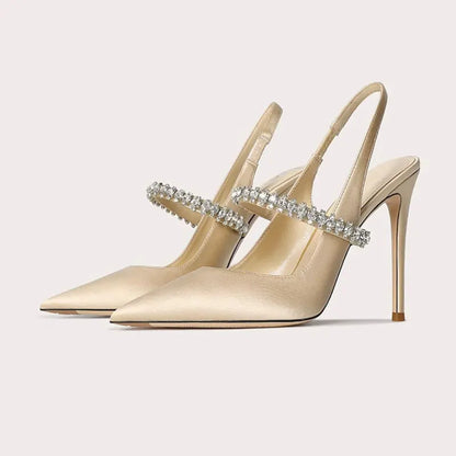 Women's Satin-Look Pointed Toe Slingback Heels