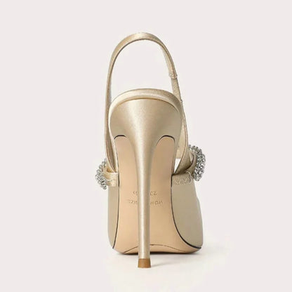 Women's Satin-Look Pointed Toe Slingback Heels