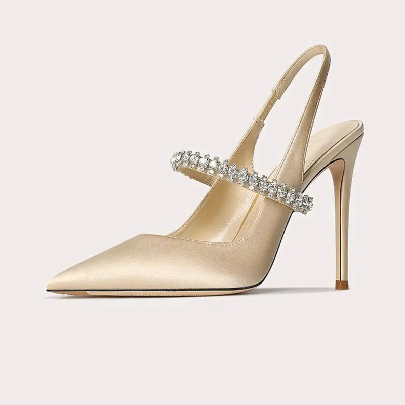 Women's Satin-Look Pointed Toe Slingback Heels