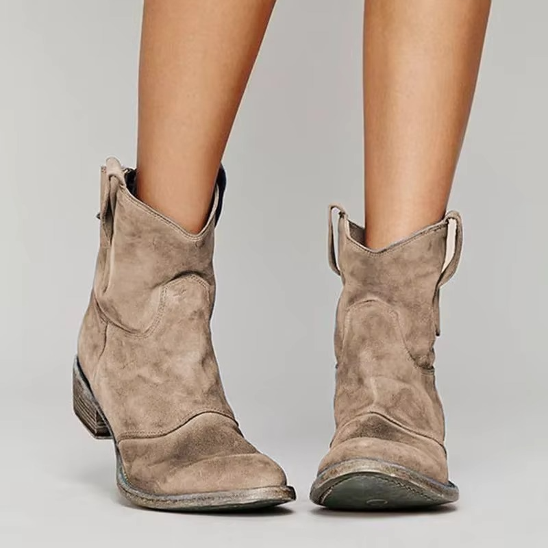 Women's Western Ankle Boots with Pointed Toe