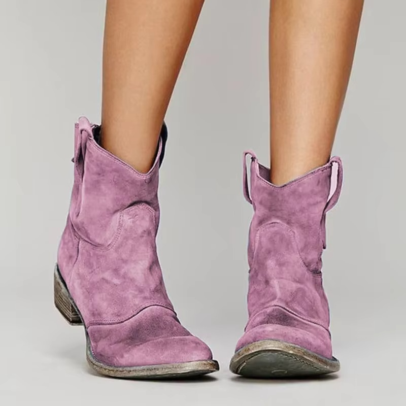 Women's Western Ankle Boots with Pointed Toe